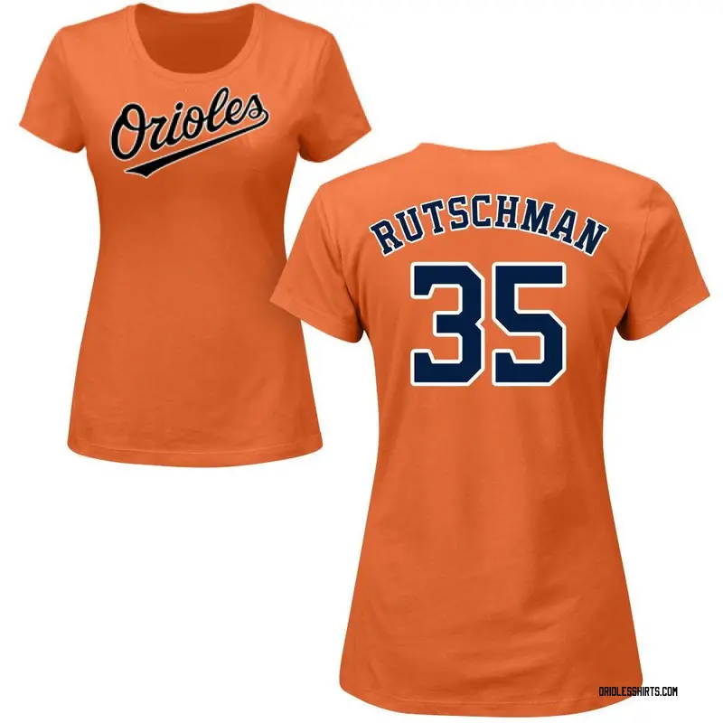 Adley Rutschman Baltimore Orioles Women's Orange Roster Name & Number T- Shirt 